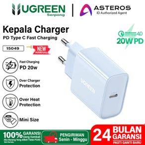 adaptor kepala charger iphone pd type c ugreen fast charging 20w - 20w blue