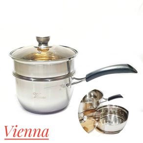 Leoshop888 Milk Pot Panci Kukus Kecil Serbaguna Stainless Steel Gagang Tunggal 20Cm MILK PAN STEAMER Calypso Dan Vienna
