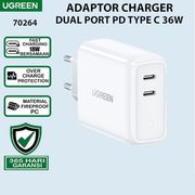 Ugreen Kepala Adaptor Charger Fast Charging HP Adapter 36W Port Type C Untuk Samsung A12 A13 A20 A30 A31 A22 M20 M30 A3 A5 A7 M12 A03S A32 A03S Z Flip3 A51 A52 A02S Samsung Note 8 Note 9 S8 S9 MFI iPhone 11 12 13 Pro Max