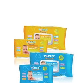pure baby hand & mouth anti bacterial baby wipes tissue basah - isi 60s orange