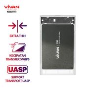 VIVAN VSHD1 External Hard Drive - Transparent 2.5 Inch SATA USB 3.0 Casing Hardisk SSD 2.5 Inch - Garansi Resmi 3 Tahun