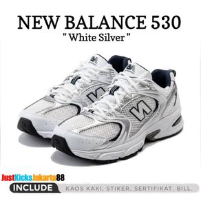 Sepatu Sneakers NB New Balance 530 White Silver Indigo Pria Wanita 100% Original Bnib