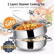 Panci Kukus 2 susun Kukusan Double Stainless Steel Steamer Pan Dandang 2 layer cooking pot 2in1