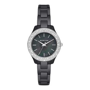 Jam Tangan Wanita Michael Kors Liliane MK4650 Mother of Pearl Dial Black Ceramic Strap