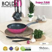 Bolde Super Pan Wok 24 Cm Wajan Anti Lengket Granite Coating / Wok Pan - Black Pink