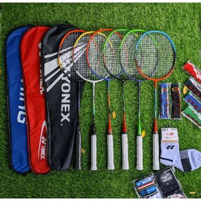 [Paket Komplit] 2 Raket Badminton 21lbs + Tas + Shuttlekok + Grip