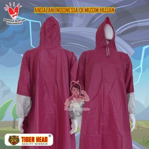 jas hujan tiger head ponco lengan 68224 ori mantel jaket raincoat - merah maroon