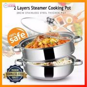 [BISA COD] Panci Kukus 2 susun Kukusan Double Stainless Steel Steamer Pan Dandang 2 layer cooking pot 2in1