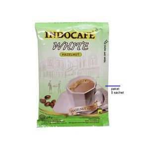 indocafe white - flavoured coffee mix - paket 5 sachet - hazelnut