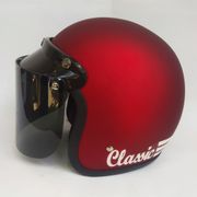 helm bogo retro classic dewasa merah marun doff kaca datar warna hitam