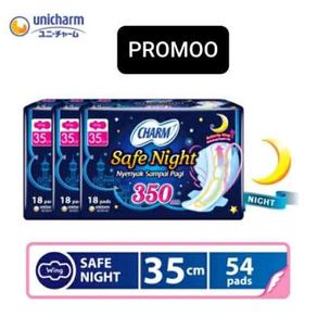 CHARM PEMBALUT SAFE NIGHT 35CM WING 18 PADS 3 PACK
