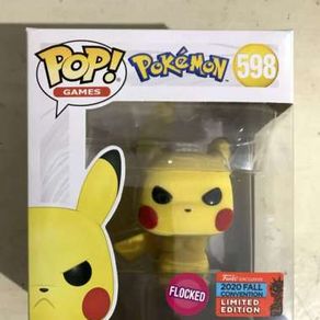 Funko POP Games POKEMON - Grumpy Pikachu Angry Flocked NYCC 2020