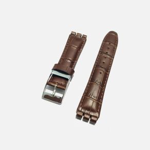 tali jam tangan swatch kulit hitam/cokelat fit size 17 19 21mm - cokelat 17mm