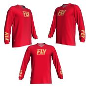 diskon jersey sepeda dan trail flv merah hitam - gold emas s