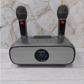 speaker bluetooth free 2 mic wireless karoake mic fleco