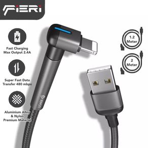 Kabel Data Charger iPhone USB to Lightning Fast Charging 2 meter Elbow