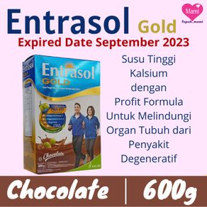 susu tinggi kalsium dengan pro-fit formula entrasol gold coklat 600g