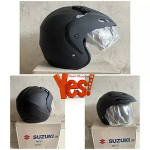 helm motor half face suzuki original sni - hitam doff