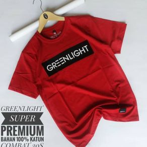 baju kaos pria merek greenlight original / kaos ariel motip blok / cod - merah xl