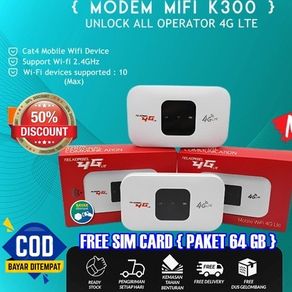 MIFI MODEM WIFI 4G UNLOCK ALL OPERATOR FREE SIMCARD TELKOMSEL PAKET 64GB COD