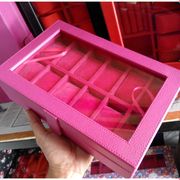 [termurah] kotak jam tangan isi 12 / tempat jam tangan / box jam - pink fanta