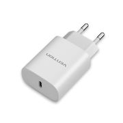 vention adaptor kepala charger type-c 20w usb-c qc4.0 pd fast charging - eu standard white
