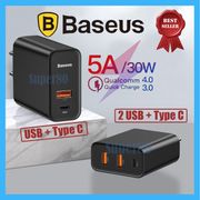 baseus usb + type c pd 30w dual charger kepala fast charging qc 3.0 - 2usb+typec