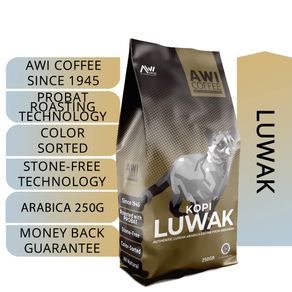 Awi Kopi Luwak 100Gr | Arabica Roasted Civet Coffee | Biji / Bubuk | Bean / Powder | Specialty Grade