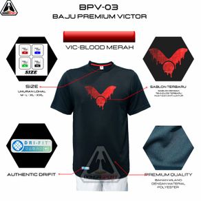 bpv-vic blood baju badminton premium victor baju badminton sablon dtf - vic-blood merah xxl