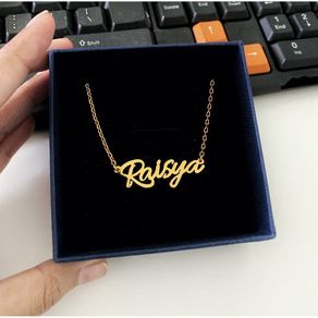 kalung liontin custom nama lapis emas 