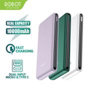ROBOT Power Bank 10000mAh RT180 Dual Input Type-C Micro-USB Fast Charge Original Garansi Resmi