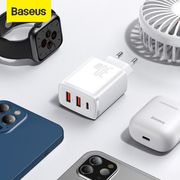 baseus kepala charger fast charging 30w dual port usb+type c pd qc3.0 - putih