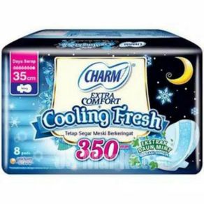 CHARM Pembalut Wanita  Cooling Fresh Night 35Cm Wing isi 8pads
