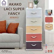 AKAKO - Lemari Laci Plastik motif Rotan susun 5 NEW ITEM Full Colour