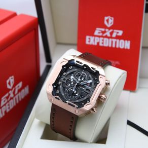 (BISA COD) Jam Tangan Pria Expedition E 6826 EXP 6826 E6826 Original Garansi Resmi 1 tahun - Tali Kulit