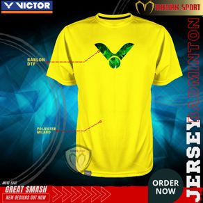 kbvk01 - kaos badminton baju bulutangkis victor premium sablon dtf - vic/hulk kuning/m