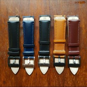 tali jam tangan kulit fossil leather strap fossil - quick release 22mm - biru bkl hitam