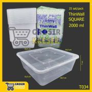 T034 Thinwall Victory Square 2000 ml isi 25 set Kotak Makan Plastik