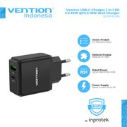 vention adaptor kepala charger quick charger 3.0 type c pd fast charge - qc67 - 17w a+c black