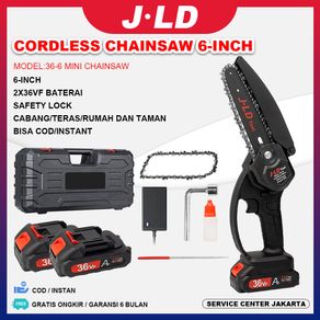 JLD Cordless Chainsaw 6-inch Mini Chainsaw Portable Handheld 36vf Chain Saw with Rechargeable Battery for Wood Cutting BISA COD/INSTANT