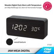 Dijual Jam Meja Digital LED Motif Kayu Wooden Clock Alarm  Thermometer Berkualitas