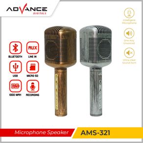 【READY STOCK】 ADVANCE Original AMS-321 classic style Wireless Bluetooth 5.1 Microphone Speaker  Karaoke Player  support USB TFC Player Multimedia Multifunction