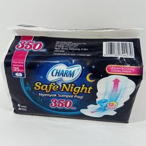 charm safe night wing 35cm 12 / 6 pads malam pembalut kewanitaan - 35cm isi 6 pads