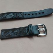 strap tali jam tangan kulit sapi asli ukuran 24mm motif afrika