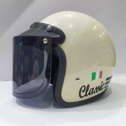 helm bogo retro classic murah untuk pria dan wanita dewasa kaca datar - cream datar hitam
