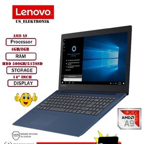 SLIM LAPTOP LENOVO IDEAPAD 320/330 AMD A9 LAYAR 14 INCH WINDOWS 10 BERGARANSI FREE TAS/MOUSE