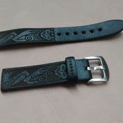 tali strap jam tangan kulit sapi hitam asli grafir ukuran 20mm