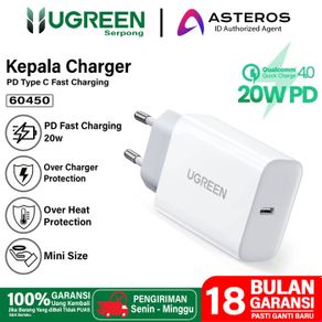 adaptor kepala charger iphone pd type c ugreen fast charging 20w - 60450 20w