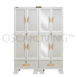 Napolly Cabro-466.22 DK Lemari Pakaian Plastik Jumbo 4 Pintu Rak/Gantung+Cermin - Puma [Khusus Jabodetabek]