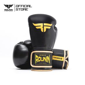 boxing glove rounin sarung tinju muay thai glove - contender evo - hitam gold  12oz